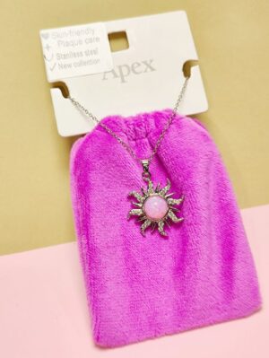 گردنبند پاکتی طرح خورشید نگین دار