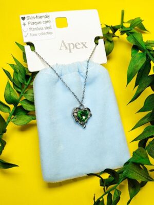 گردنبند پاکتی طرح سنگ سبز