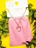 گردنبند پاکتی طرح قلب سنگ بدون رنگ