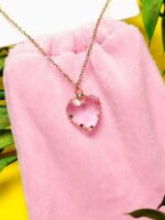 گردنبند پاکتی طرح قلب سنگ بدون رنگ