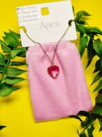 گردنبند پاکتی طرح قلب سنگ رنگ قرمز