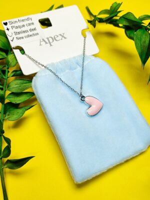 گردنبند پاکتی طرح قلب صورتی