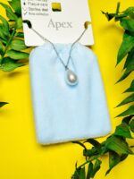 گردنبند پاکتی طرح مروارید با زنجیر نقره