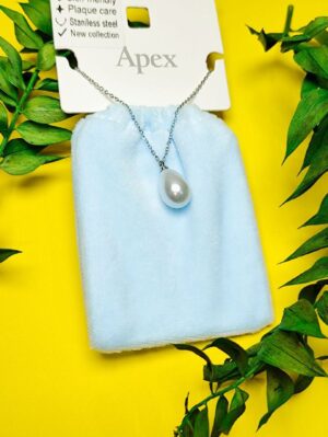 گردنبند پاکتی طرح مروارید با زنجیر نقره