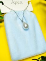 گردنبند پاکتی طرح مروارید با زنجیر نقره