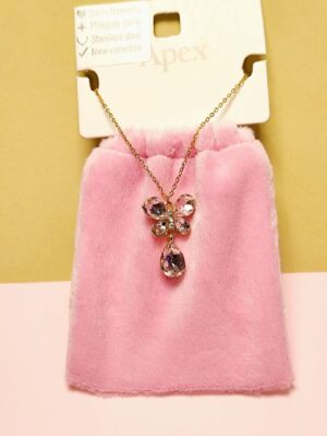 گردنبند پاکتی طرح پروانه ای نگین دار