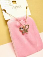 گردنبند پاکتی طرح پروانه نگین دار