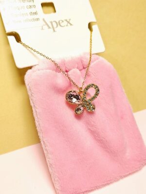 گردنبند پاکتی طرح پروانه نگین دار