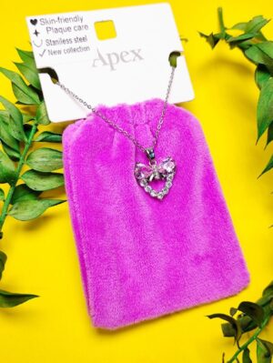 گردنبند پاکتی طرح پروانه نگین دار