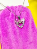 گردنبند پاکتی طرح پروانه نگین دار