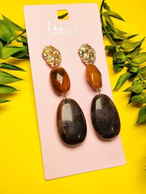 گوشواره طرح سنگ دار سه تیکه