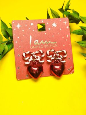 گوشواره طرح قلبی آب نباتی