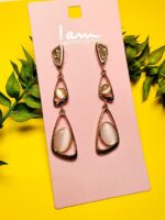 گوشواره طرح مدرن سه تیکه نگین درشت