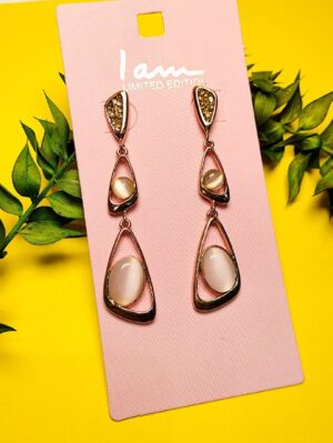 گوشواره طرح مدرن سه تیکه نگین درشت