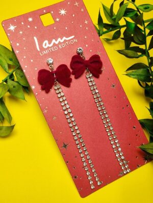 گوشواره طرح پروانه ای نگین دار آویزی