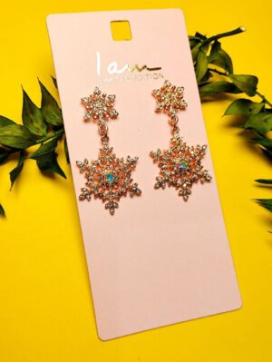 گوشواره آویزی طرح ستاره ای نگین دار